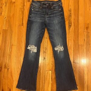 AE Next Level Super High-Waisted Ripped Kickboot Jean